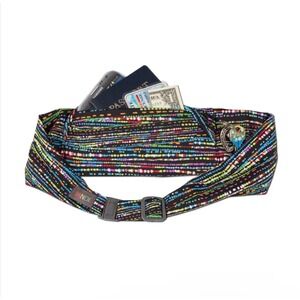 BANDI Womens Multi-Color Neon Stripe Confetti Active‎ Travel Pocket Belt OS